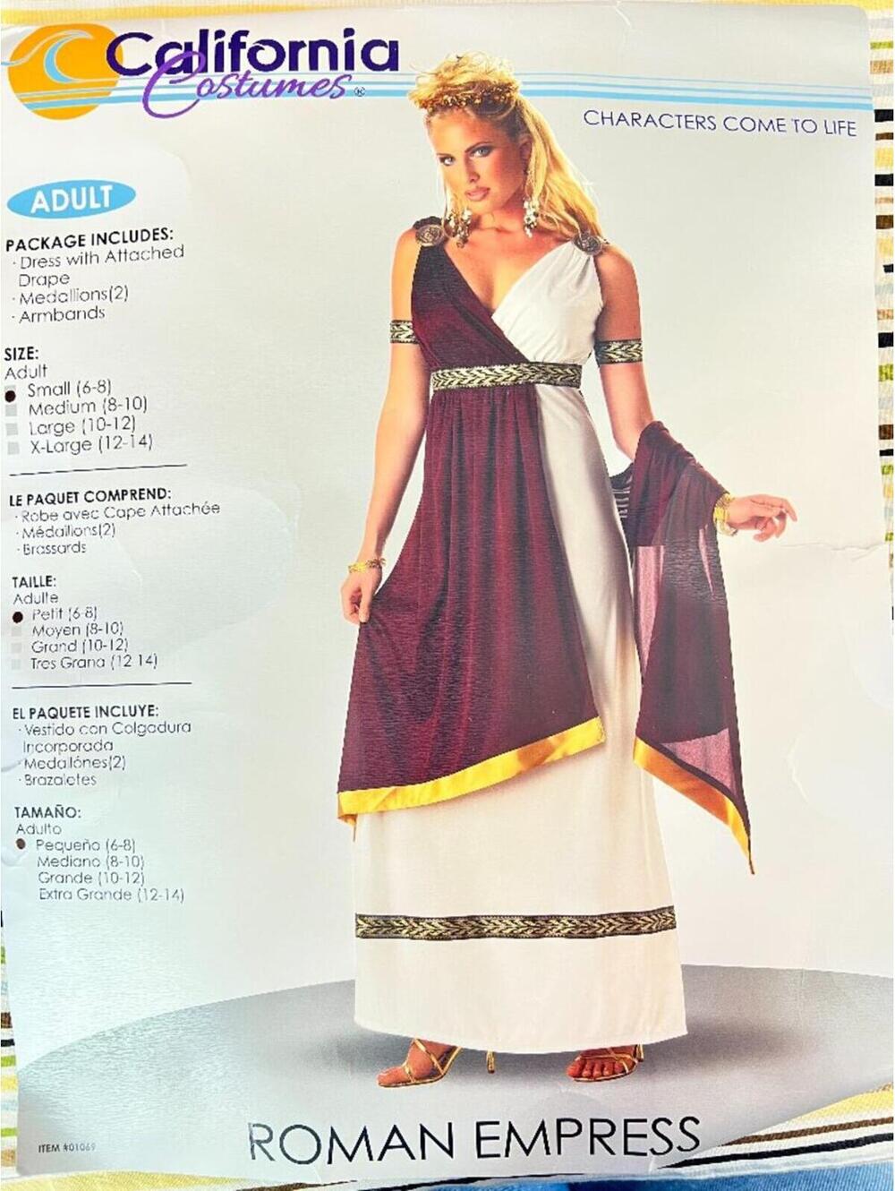 NEW Roman Empress Costume Women's Size Small (6-8) California Costumes